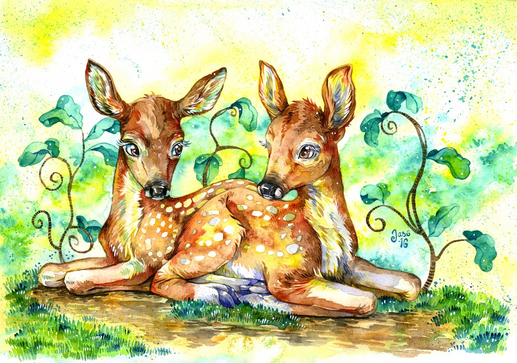 Original Painting - Fawns