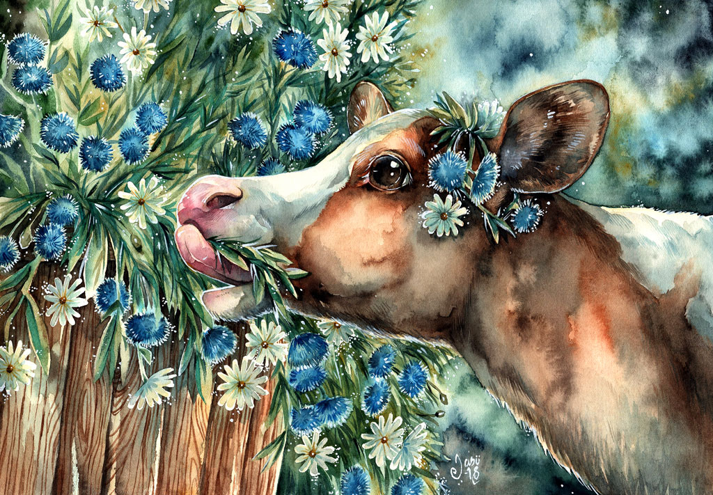 Print - Cute (and Hungry) Calf